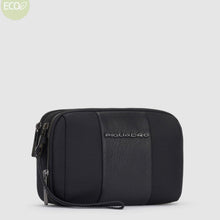 Carica l'immagine nel visualizzatore di Gallery, Piquadro pochette a tre scomparti tessuto e pelle