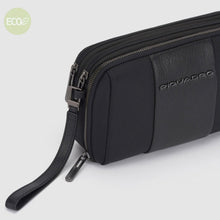 Carica l'immagine nel visualizzatore di Gallery, Piquadro pochette a tre scomparti tessuto e pelle