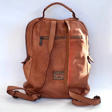 Carica l'immagine nel visualizzatore di Gallery, Zaino in pelle vintage a due scomparti cuoio