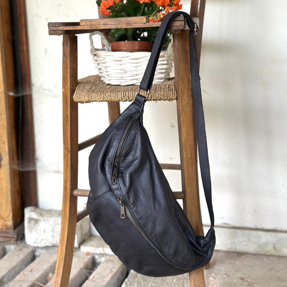 Marsupio grande in pelle vintage