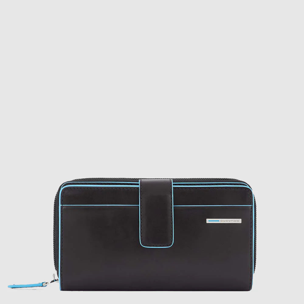 Piquadro portafoglio donna col. nero con portamonete e carte credito