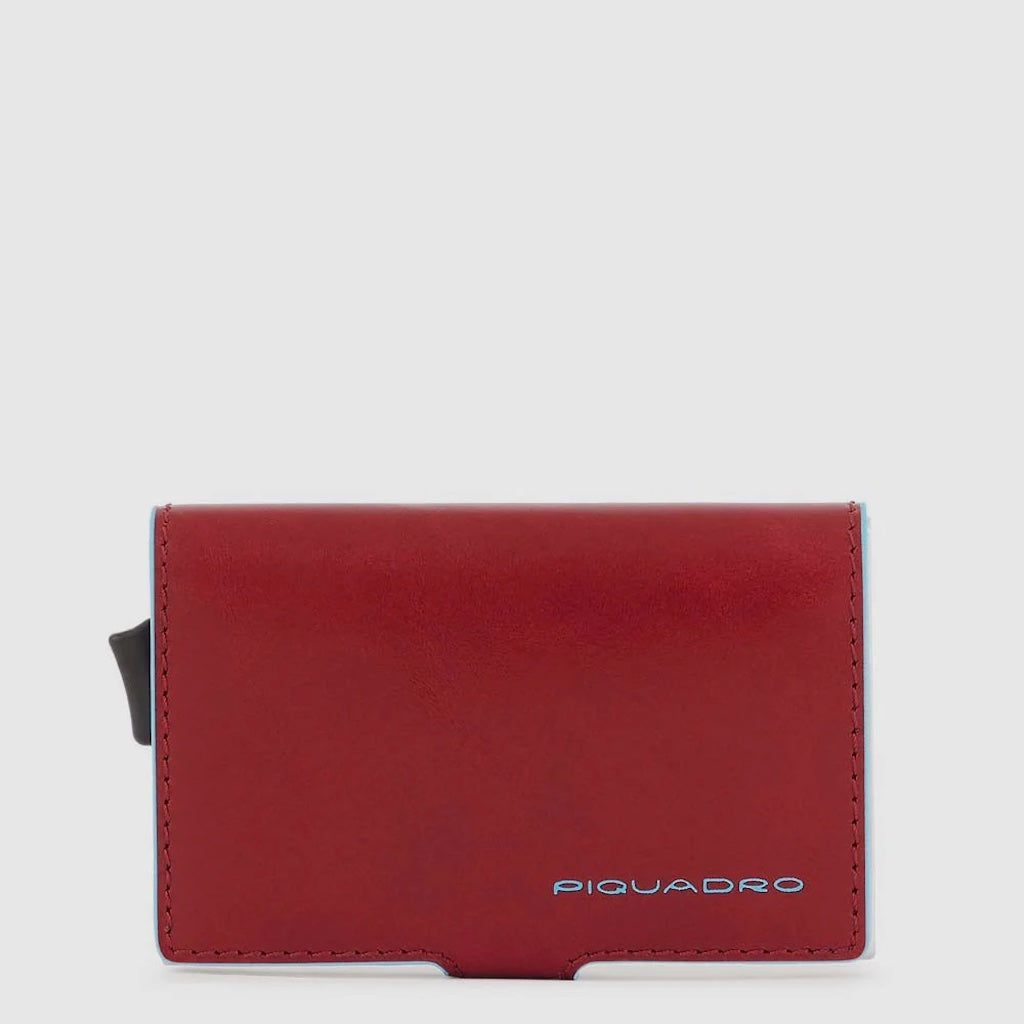 Piquadro Blue Square porta carte di credito  in metallo col. Rosso