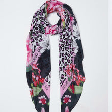 Carica l&#39;immagine nel visualizzatore di Gallery, Foulard con stampa floreale animalier
