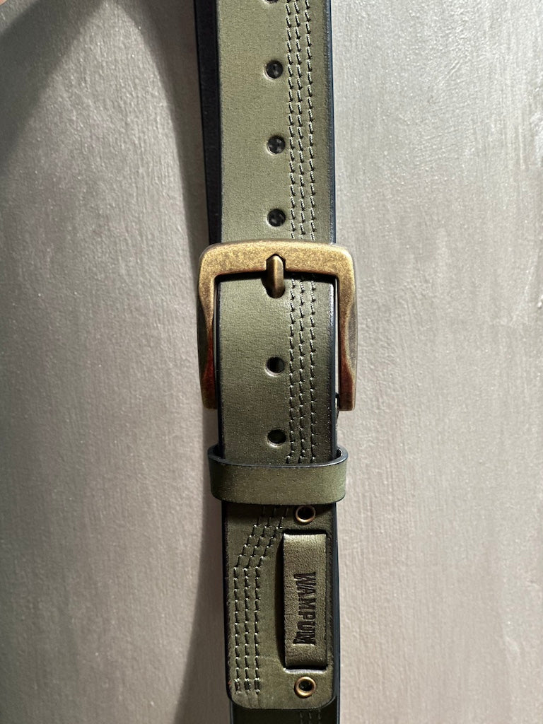 Cintura da jeans in pelle col. verdone