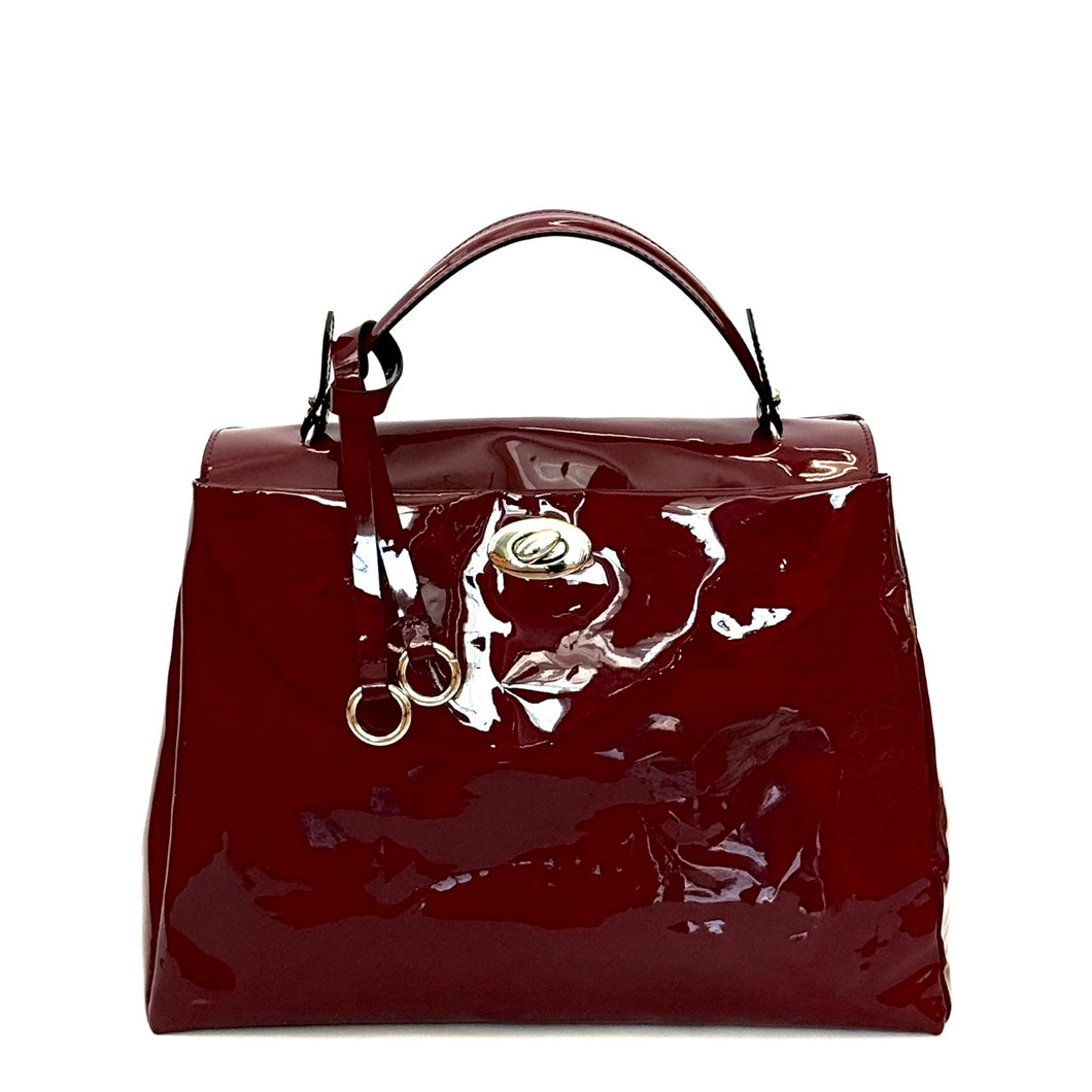 Borsa a trapezio in vernice glossy Mia Mioli