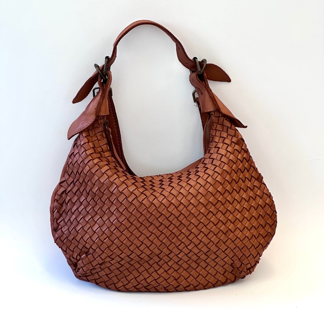 Borsa a sacca in pelle intrecciata