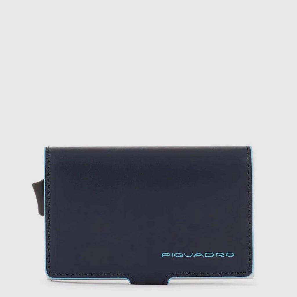 Piquadro Blue Square porta carte di credito  in metallo col. Blu